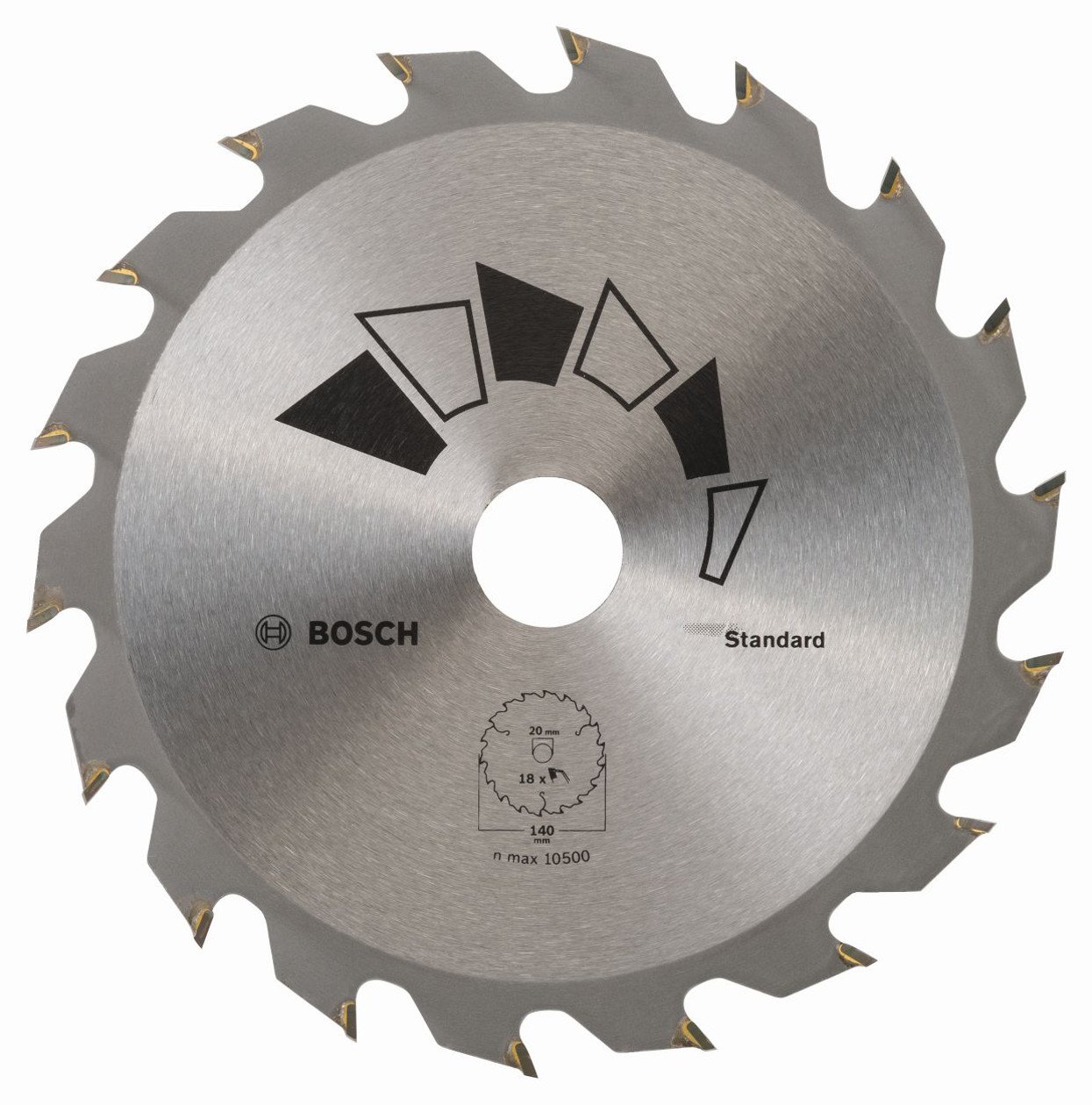 Bosch 1x Circular Saw Blade Standard (for Wood, Ø 140 x 2.2/1.5 x 20/12.75/10 mm, 18 Teeth, ATB, with 2x Reduction ring 12.75/10 mm, Accessories for Circular Saws)
