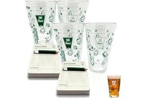 The 9 Hole Golf Course on a Beer Glass, Beer Glass Game Includes Two 16-Ounce Pint Beers Glasses, Scorecard Coasters & Pencil
