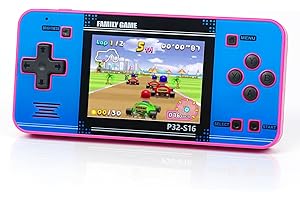 GUAIYEYEAP Handheld Game for Kids ，Built-in 220 32-bit Video Games, 3.0” IPS Screen, Rechargeable Portable Game , Travel Mini Arcade Electronic Toys Gift for Boys and Girls (Pink+Blue)