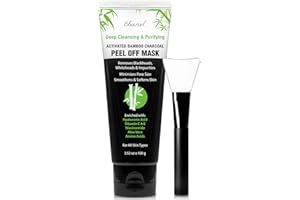 Ebanel Blackhead Remover Charcoal Peel Off Face Mask with Brush, Deep Cleansing Purifying Charcoal Mask Pore Cleaner Minimizer with Niacinamide, Hyaluronic Acid, Aloe, Green Tea, Brush May Vary