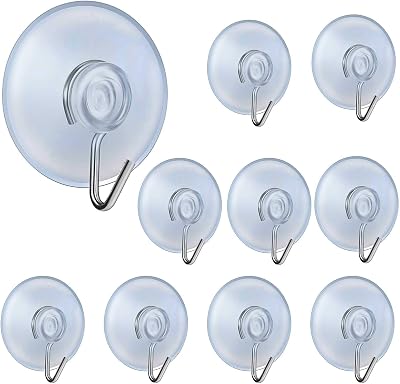 Lanzn 10 PCS Suction Cup Hooks 4.5cm Transparent Wall Hangers Sucker Pads
