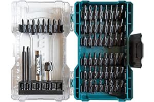 Makita 60 Pc. Driver Bit Accessory Kit, 1/4 Hex Shank, Impact Bits, with Screw Guide and Sleeve Chuck Holders