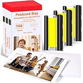 Compatible with Canon Selphy CP1500 CP1300 Ink and Paper Set,KP-108IN 3 Color Ink Cassette and 108 Sheets 4 x 6 Paper Glossy 