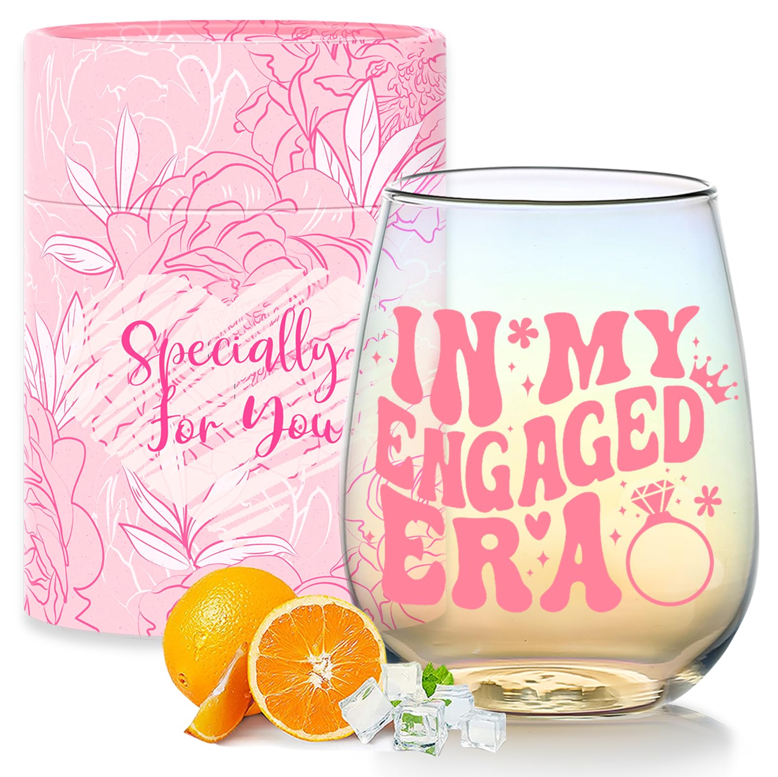 Yalucky Wedding Engagement Gifts for Her Bride to Be Gifts Iridescent Wine Glasses Cool Bridal Shower Classy Bachelorette Gift for Brides Best Friend Sister Colleagues Wifey Cup Honeymoon Gift