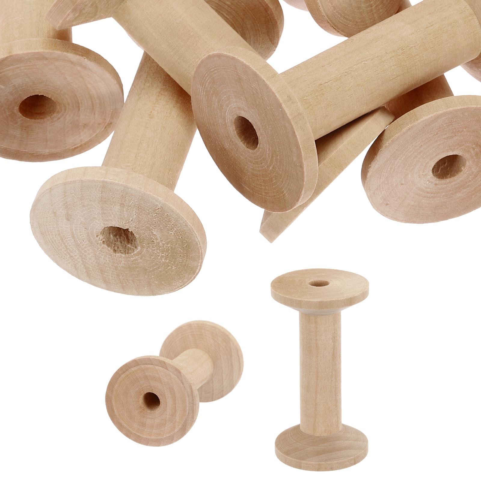 PATIKIL Wooden Empty Spools 3.1" x 1.7", 6Pcs Unfinished Wood Sewing Thread Spool Natural Wire Weaving Bobbins for Crafts Embroidery, Wood Color