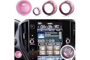 HDUFC 5pcs for Subaru Crosstrek/Impreza 2024 2025, Forester 2025, Legacy Outback 2020-2025, WRX, Ascent Volume Adjustment Knob, Mirror Knob Cover, Start Button Cover/Ring (Pink)