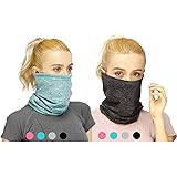 2 PCS Neck Gaiter Face Mask + 15 PCS Filters,Winter Headband Bandanas Women Men Kids