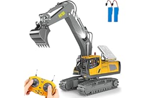 BEWEAI Remote Control Excavator Toy RC Play Excavator Construction Vehicles, 11CH 2.4Ghz RC Sand Digger with Metal Shovel & Light, Construction Truck Toys for Boys 3 4 5 6 7 8-12 Year Old Kids Birthday Gifts