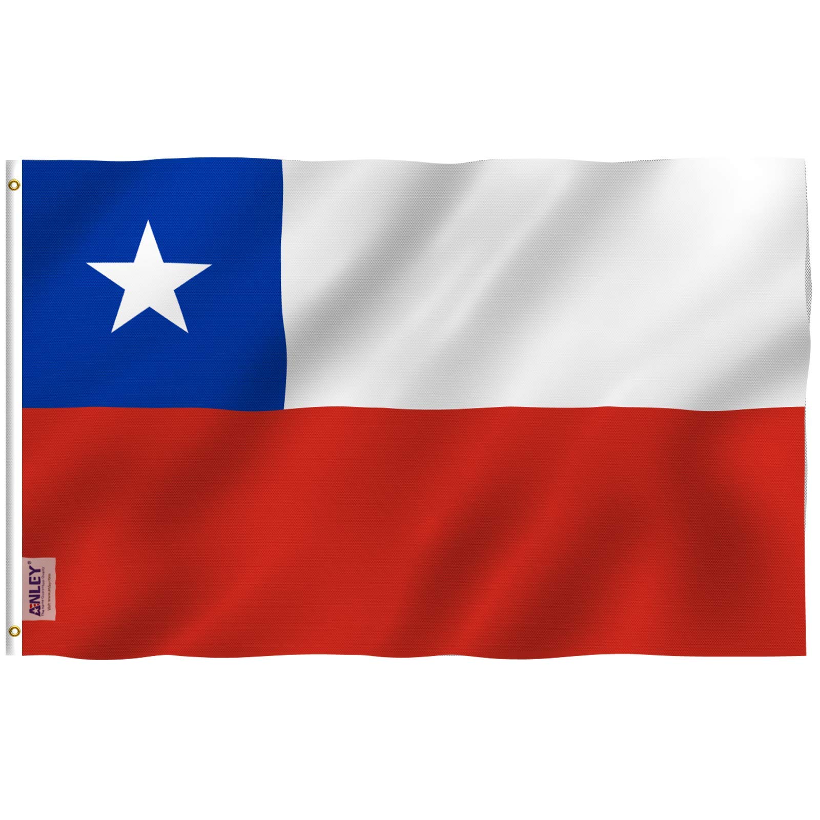 ANLEY |Fly Breeze| 3x5 Foot (90 X 150cm) Chile Flag - Vivid Color and UV Fade Resistant - Canvas Header and Double Stitched - Chile National Flags Polyester with Brass Grommets 3 X 5 Ft