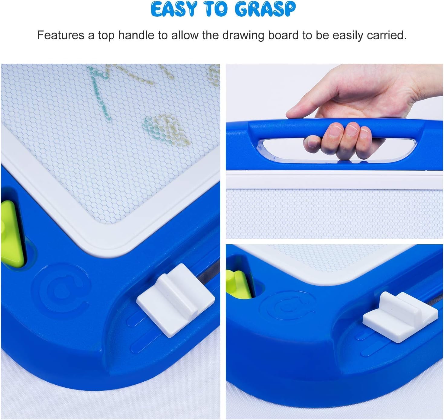 SGILE Large Magnetic Drawing Board - 4 Colors 16×13in Writing Painting Doodle Pad with 4 Stamps for Toddlers, Learning Educational Toy Etch Sketch Gift for 36+ Month Kids Girls Boys, Blue