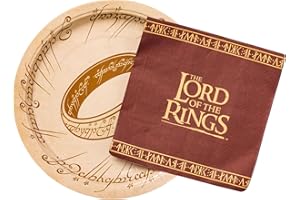 Silver Buffalo The Lord of the Rings Elvish Script 32 Pack Partyware Disposable Paper Plates and Napkins