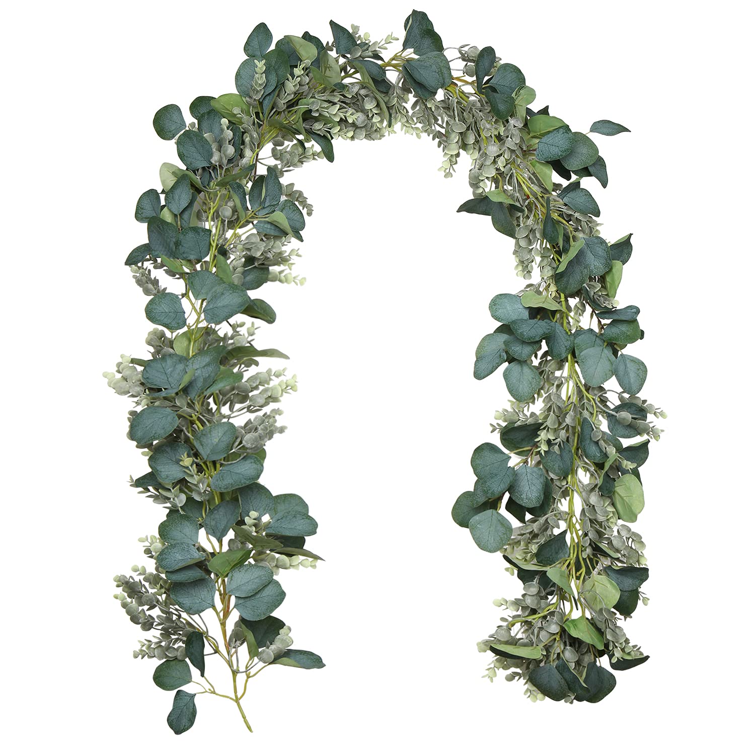 Briful 6FT Artificial Eucalyptus Garland 182cm Faux Eucalyptus Leaf Garlands, Fake Plants Greenery Garland Hanging Plant for Garden Wedding Arch Wall Table Decor