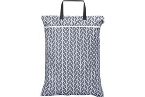 Teamoy Travel Hanging Wet Dry Bag Organizer (24.7 x 18 inches) with Two Compartments for Cloth Diaper, Laundry, Swimsuits and More, Easy to Hang Everywhere (L, Gray Arrow)