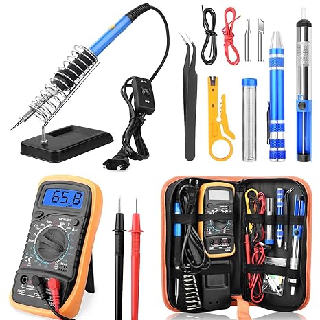 ETEPON Lötkolben Set, 60W Lötstation Temperatur Regelbar mit Digital Multimeter (upgrade)