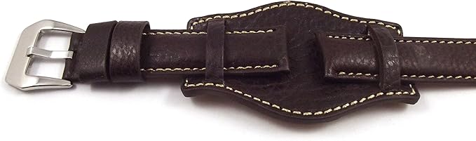 Correa de reloj de 18 mm de ancho con base de piel, color marrón oscuro