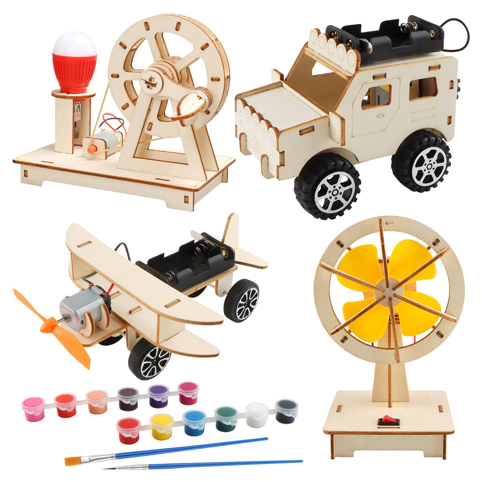 JTgugu Experiment Kits STEM Toys for Kids, Wooden Science Experiments & Engineering Kits, Robot Car Building Model Maker Set, Science Toy for Boys Girls, Activity Educational Toys Birthday Gifts — image 1