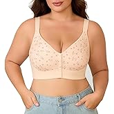 Daisy Bras for Older Women Front Closure – Wireless Plus Size Bra, No Underwire, Comfortable Snap Closing Bra for Seniors