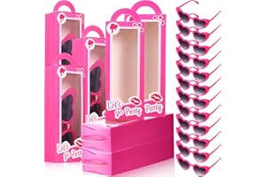 Resurhang 12 Set Pink Doll Gift Boxes Include 12 Party Favor Goodie Box 12 Sunglasses Bachelorette Party Favors Candy Boxes for Girls boys Birthday Party Supplies (Heart)