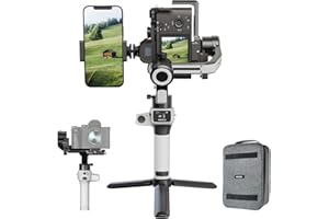 MOZA AirCross S Gimbal Stabilizer 3-Axis Handheld Stabilizer for Mobile Phone DSLR Cameras Dual Camera Mount Quick Switch Stay On Vertical Mode Timelapse Auto-Tuning Dolly Zoom with 4Lb Payload
