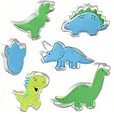 JOB JOL Dinosaur Cookie Cutters 6 PCS, T-Rex, Brontosaurus, Dino Footprint, for Kids Birthday Party
