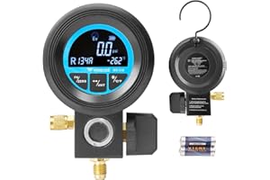 WISSCOOL Digital Gauge HVAC,R134A,R454B,R1234y,R32,R22,R410, Pressure Recharge Manifold Gauge with LCD 24 Kinds Refrigerants 