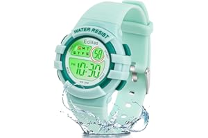 Edillas Kids Watches Digital Girls Boys, 7 Colors Light Wrist Watch for Child Waterproof Sport Outdoor Multifunctional Wristwatches with Stopwatch Alarm for Ages 4-15