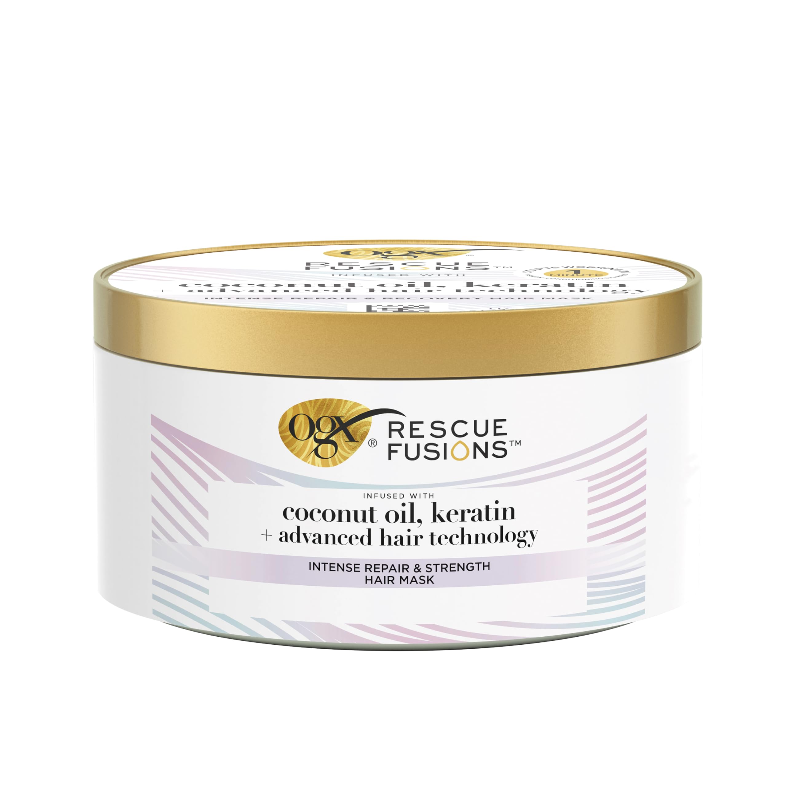 OGX Rescue Fusions Intense Repair & Strength Hair Mask, Infused with Coconut Oil, Keratin and Advanced Hair Technology, Clinically Proven to Visibly Repair Hair in One Use, 285ml
