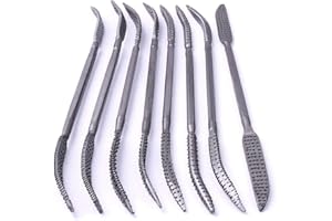 Kingzhuo Wood Files and Rasps 8 PCS 5.5 X 200mm Double Ended Riffler Wood Rasp File Set Riffler File Set Woodworking Carving Rasping Coarse Rasps and Files Handware Tools Wood File for Woodworking