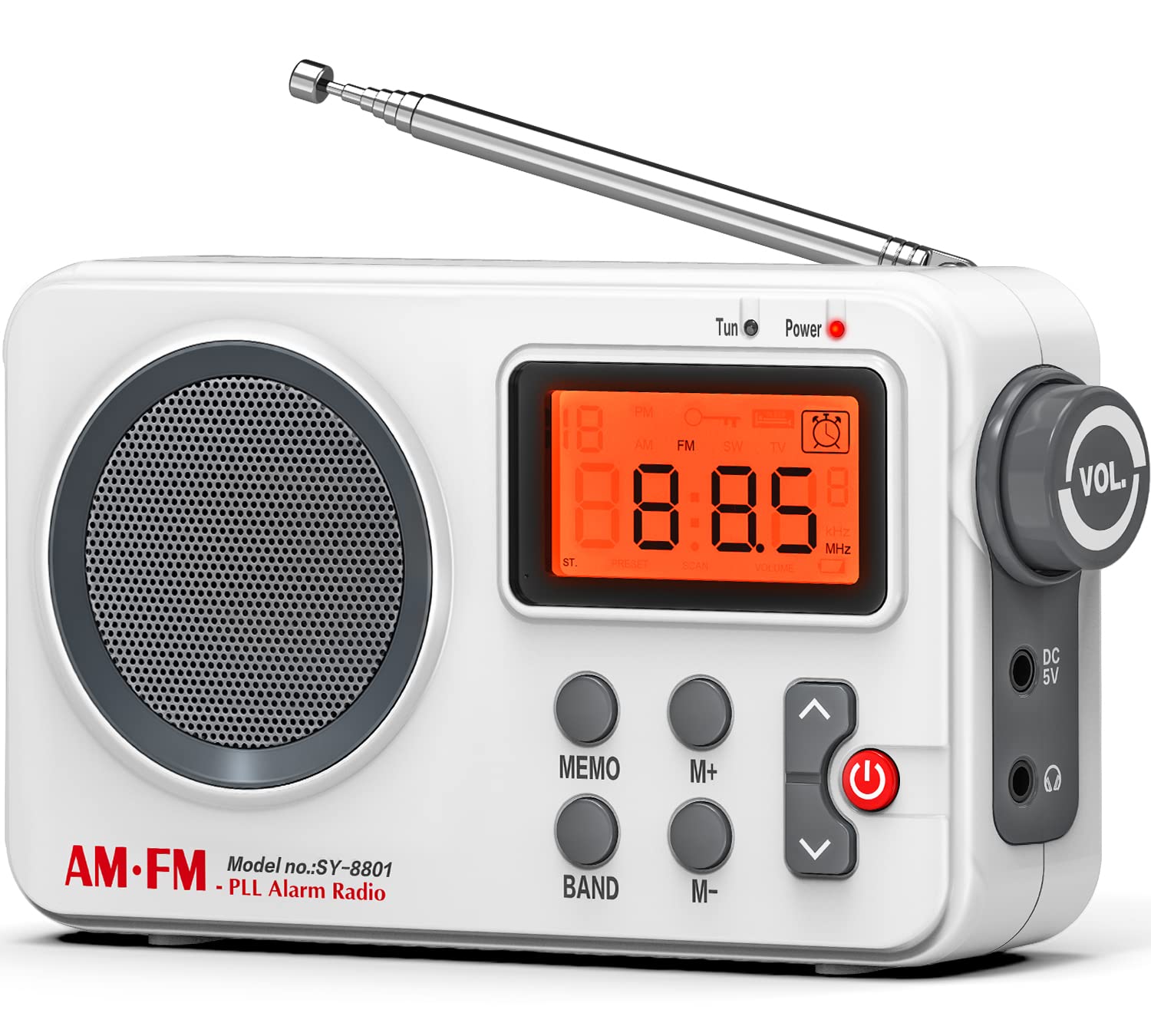 Tendak Portable Radio, Small Radio FM/AM, Transistor Radio with Excellent Sound Quality and Receiving/Storage Channel/Timing/Alarm Clock Function, Small Portable Radio Suitable for Travel and Camping