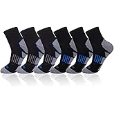 JOYNÉE Men's 6 Pack Athletic Performance Cushion Ankle Running Quarter Socks