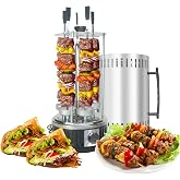 Countertop Shawarma Grill, Electric Vertical Kebab Rotisserie, 5 Skewers | Smoke-Free Indoor Cooking, Fast 150&ndash;200&deg;C/302&ndash;392&deg;F Heating, 360&deg; Automatic Rotation, 5 Skewers, 5 Oil Collecting Cups, 2.1kg
