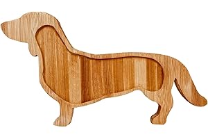 Bantlou Dachshund Dog Shape Charcuterie Board, Bamboo Cheese Tray Platter, 16" L x 16" W x 0.8" H, Brown, Rustic, Unique, Dog
