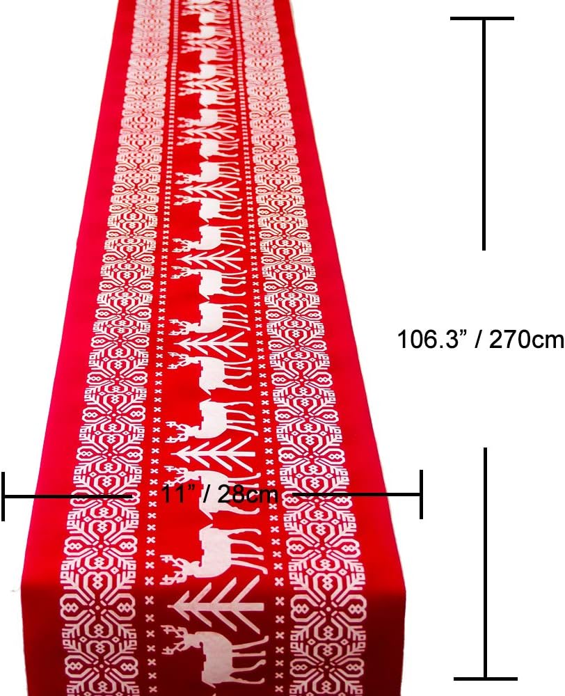 ENTHUR 2025 Christmas Table Runners Printed Linen Table Lines for Xmas Holiday Season Home Table Christmas Decoration 12 x 108 Inch/ 28 x 270cm - Image 5