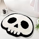 Castage Black and White Bathroom Rugs Cute Skull Bath Mat for Tub Shower Kitchen Bedroom Entryway Doormat Fun Cartoon Ghost Non Slip Horror Decor Gothic,24''x29''