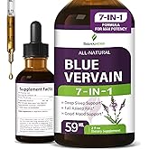 Selvaherb Blue Vervain Herb Organic Extract Drops, Blue Vervain Tea Alternative, Sleep Support Supplement with Valerian, Passionflower, Herbal Tincture for Fall Asleep Fast & Good Mood Support. 2oz