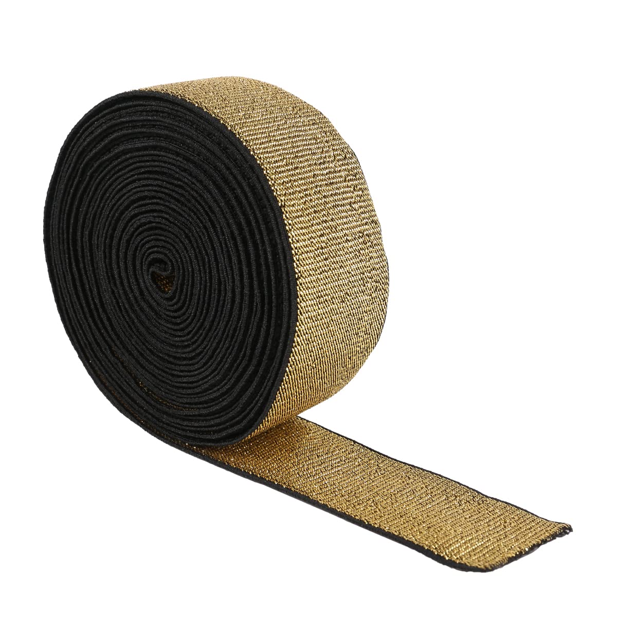 Suncoolla 5M Gold Black Glitter Elastic Band Webbing Band for DIY Clothes (Gold-Black, 40mm)