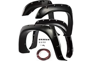 OxGord Fender Flares Compatible with 02-08 Dodge Ram 1500 & 03-09 Ram 2500 3500 - Bolt On Pocket Rivet Style - Pick-up Truck Accessories Trim Guards Re-Paintable w/Hardware Kit (Pack of 4)