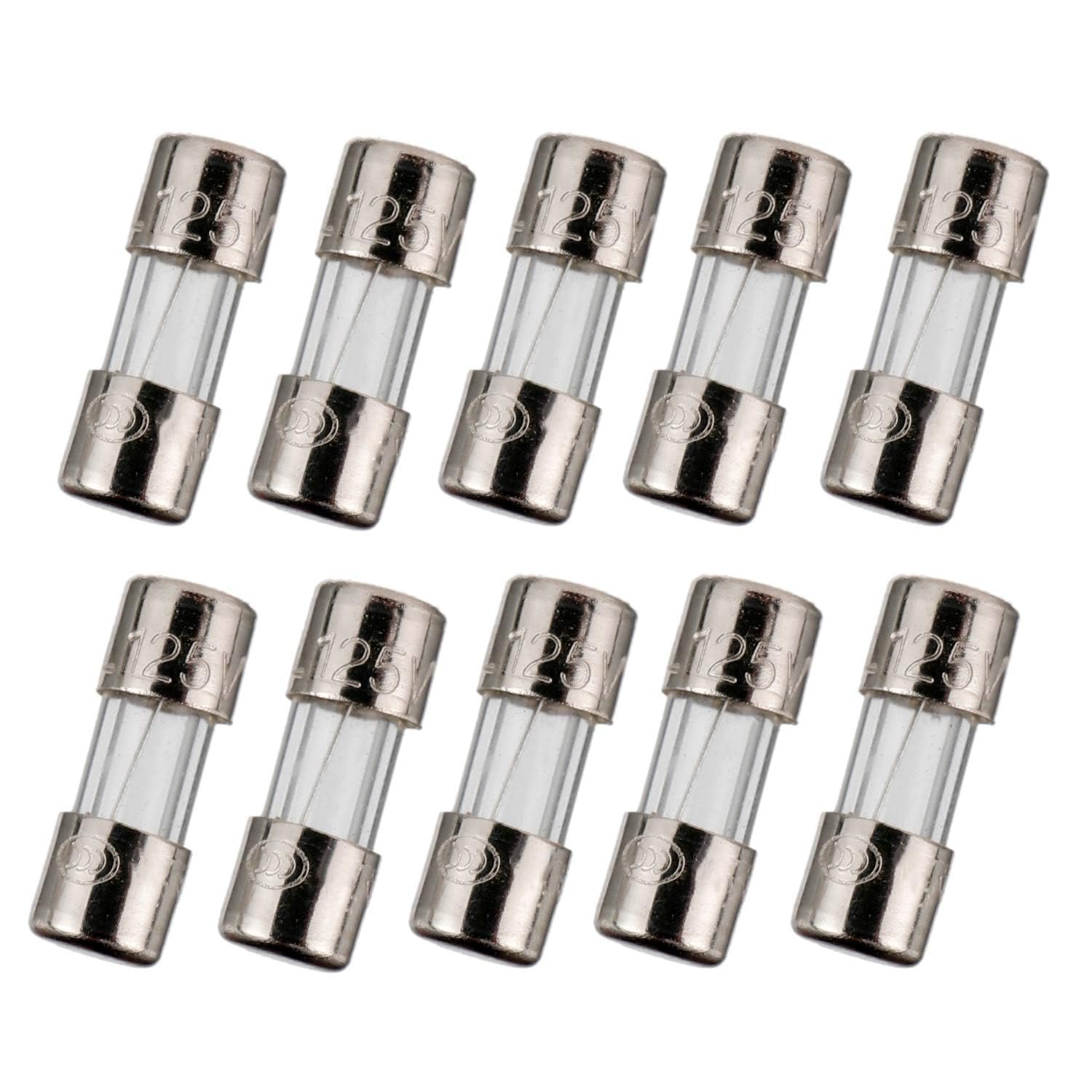 Photo 1 of BOJACK F5AL125V 3.6x10 mm 5 A 125 V fuses 0.141x0.393 Inch 5 amp 125 Volt Fast Blow Glass Fuses (Pack of 10)