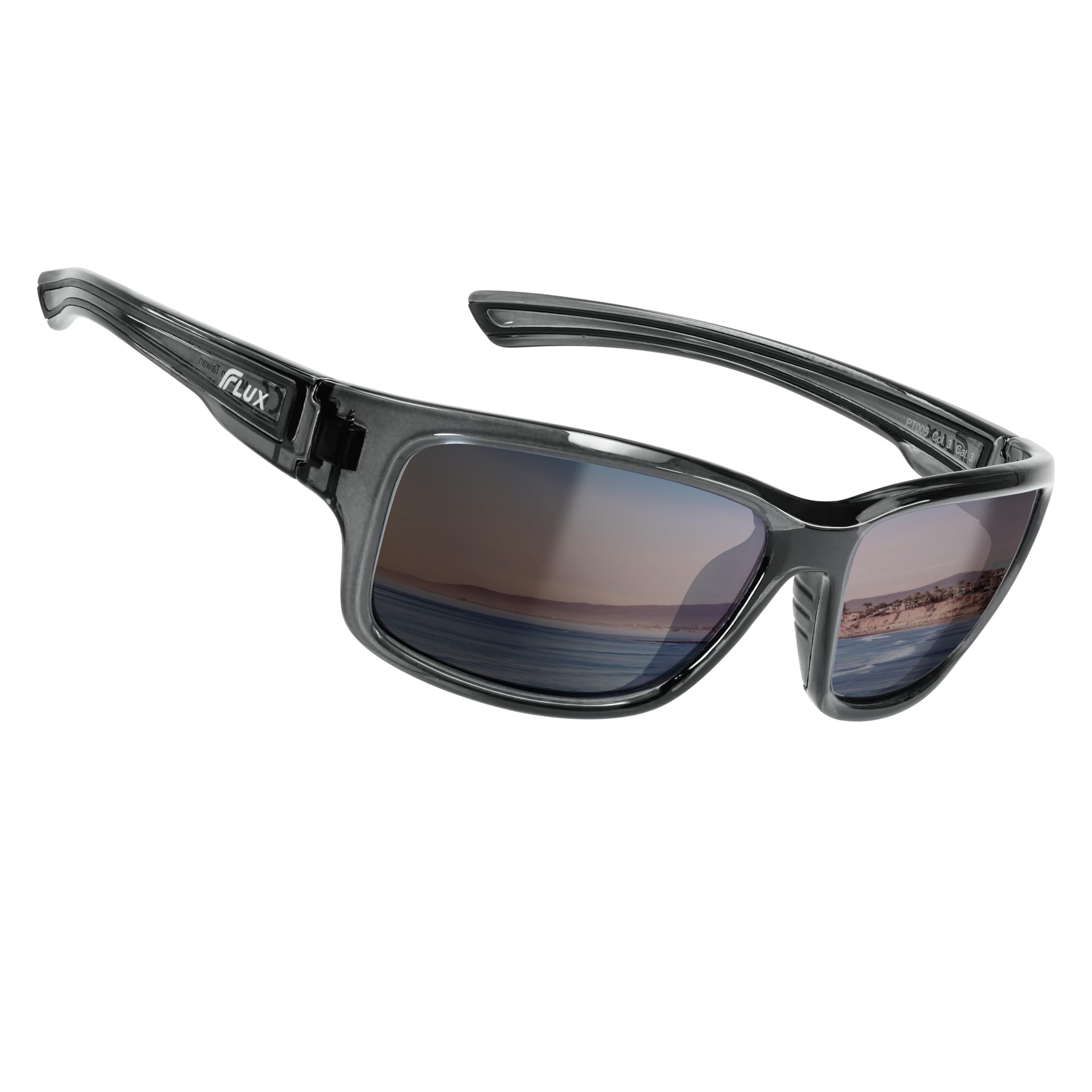 ICECUBE DYNAMIC Polarized Sports Sunglasses UV400 Protection with Anti-Slip Function and Lightweight Frame - for Men and Women when Driving, Running, Baseball, Golf, Casual Sports (Crystal Grey/Grey)