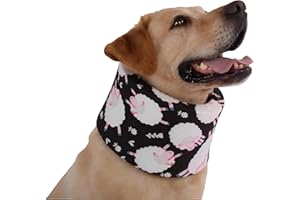 LovinPet Dog Recovery Collar, Adjustable Soft Cone for Medium & Large Dogs, Post-Surgery Comfort & Lick Prevention, Sheep Print,Black