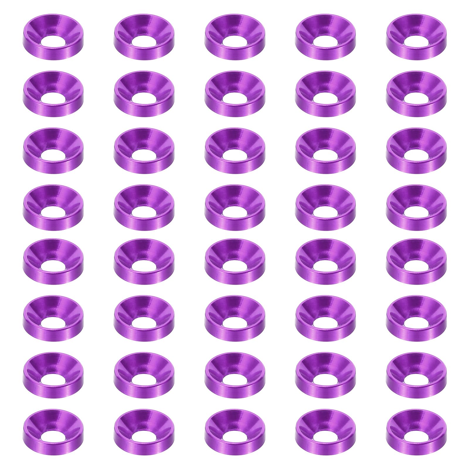 PATIKIL M3 Finish Countersunk Washer, 40pcs Anodized Aluminum Alloy Flat Cup Head Screw Gasket Bolt for Mechanical Accessories Parts DIY Models, Purple