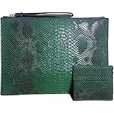 NIGEDU Women Clutches Fashion Snakeskin PU Leather Party Envelope Purse Bag with Hand Strap