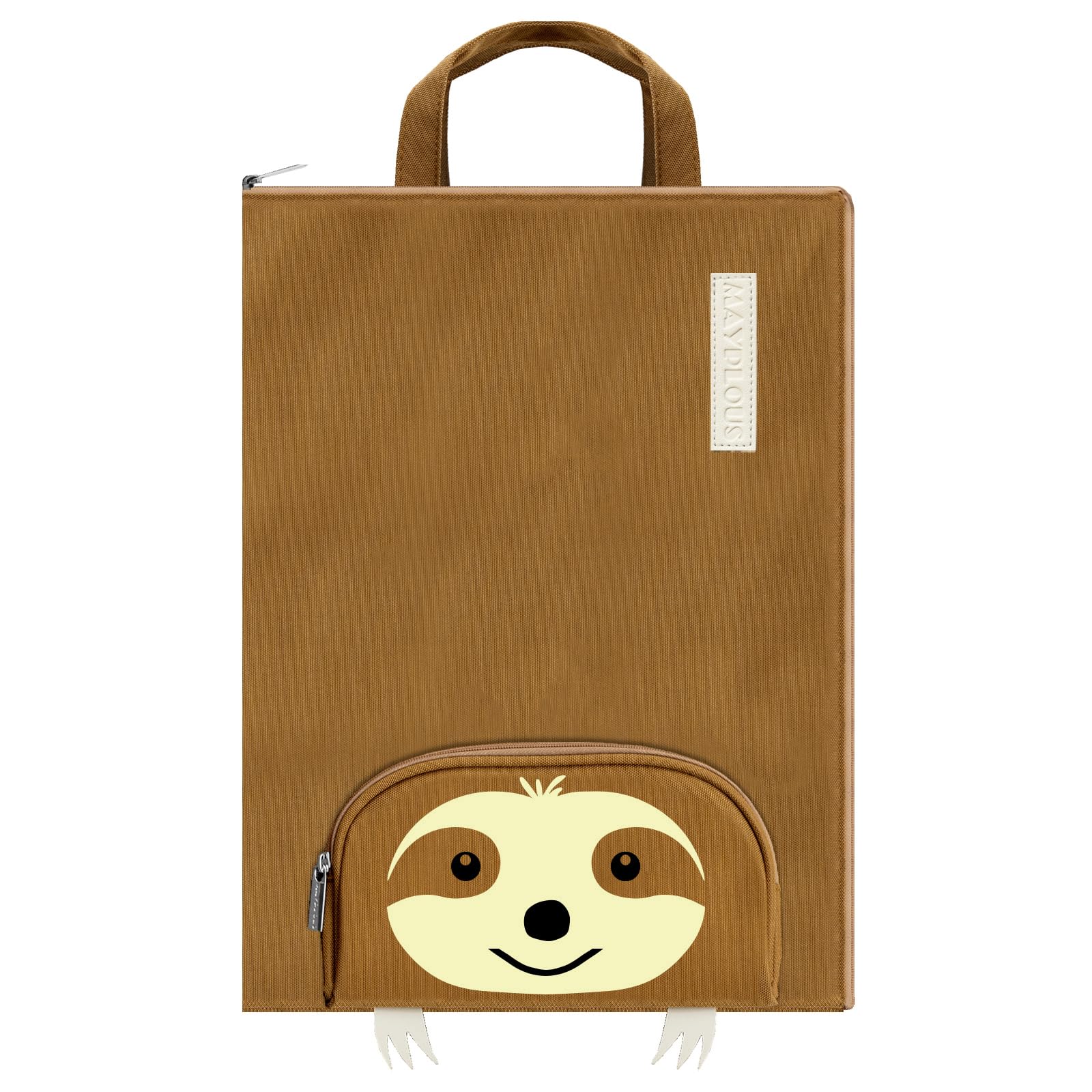 A4 Document Bag Portable File Organiser Bag Zip Portfolio Folder File Wallet with Handle File Carrying Case Large Document Holder Bag for Office School Business Travel Conference 37x27cm (Sloth)
