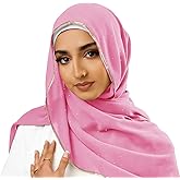 Piewag Hijab Scarf for Women Soft Chiffon Rhinestone Long Scarf Shawl Fashion Muslim Hijab Head Wrap Scarves