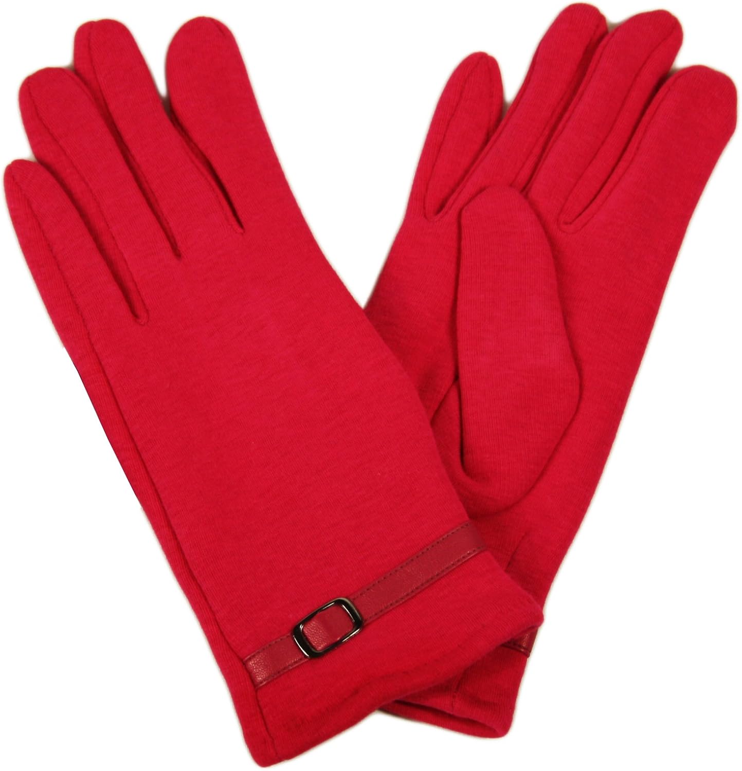 Ladies Womens Cotton Gloves Buckle Winter Hand Warmers Fleece Lined
