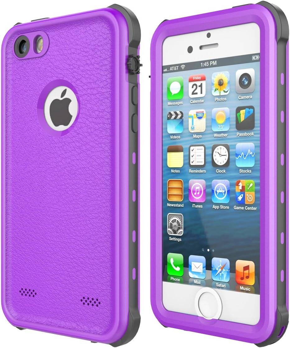 Waterproof Case for iPhone 5 5S SE, iThrough【NEW】Underwater Case for iPhone SE 5S/2M, Shockproof Dirtproof Snowproof Rain Proof, Heavy Duty Full Protection Phone Case Cover for iPhone 5 5S SE(Purple)
