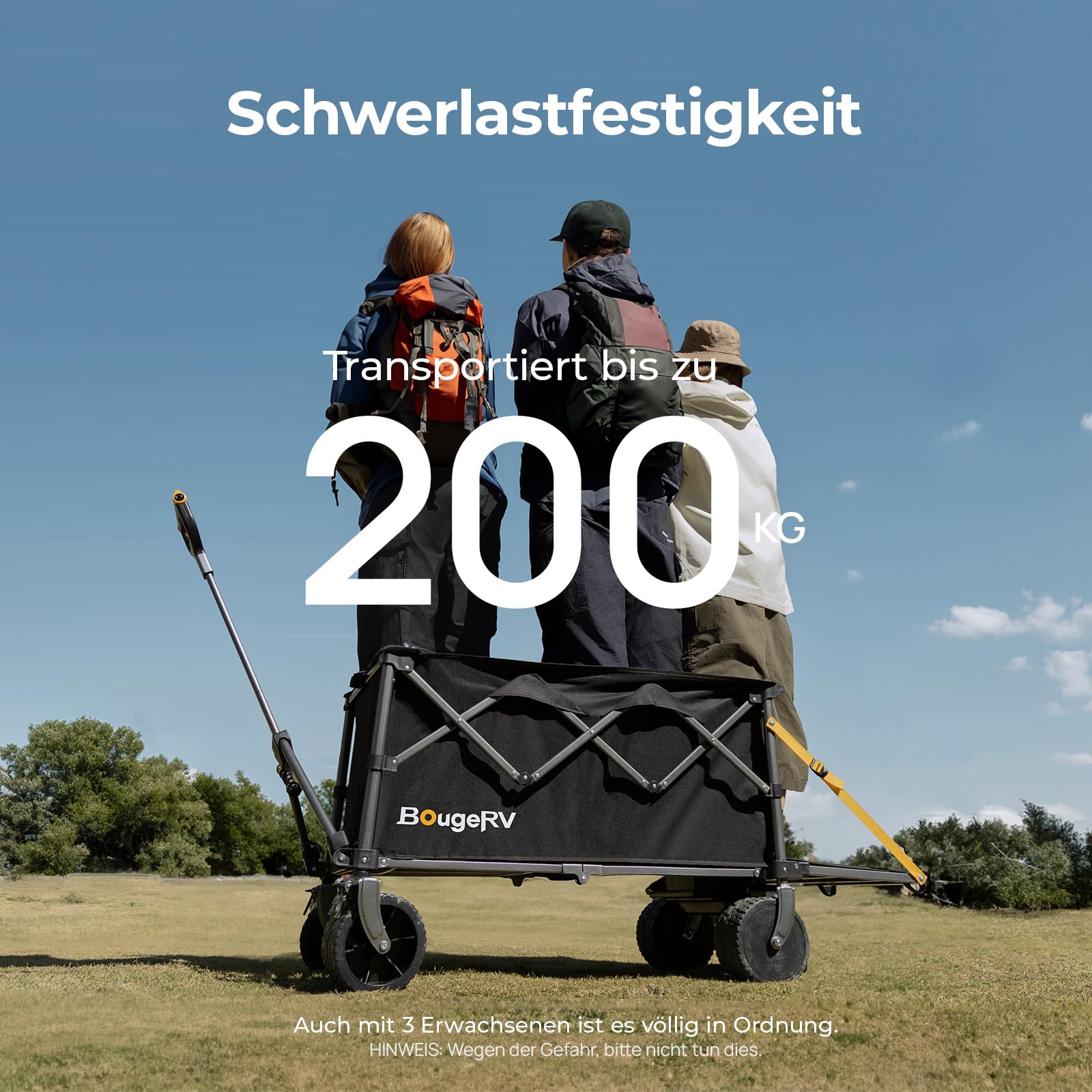 BougeRV Elektrischer Bollerwagen faltbar, 200 kg Belastbarkeit, Campingwagen mit Antrieb, 250W Doppelmotor & 250L Volumen, Offroad Elektro-Handwagen für Outdoor-Abenteuer & Garten (Ohne Ladegerät) 2