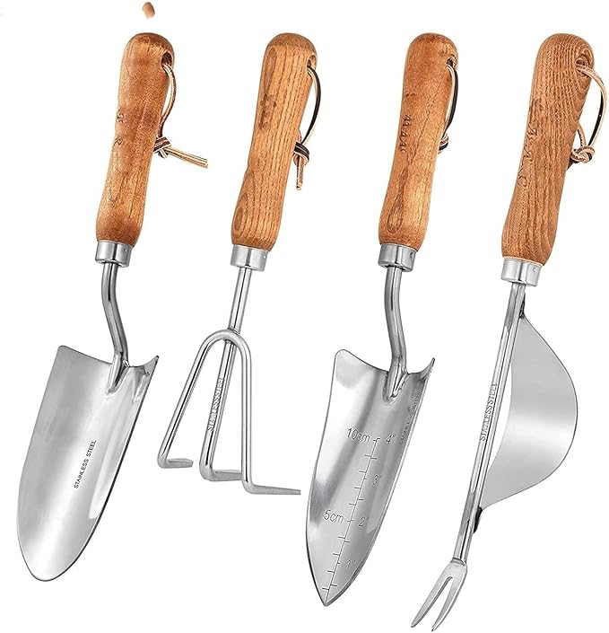 4 Pcs Garden Tools Set Hand Planting Kit Heavy Duty Stainless Steel