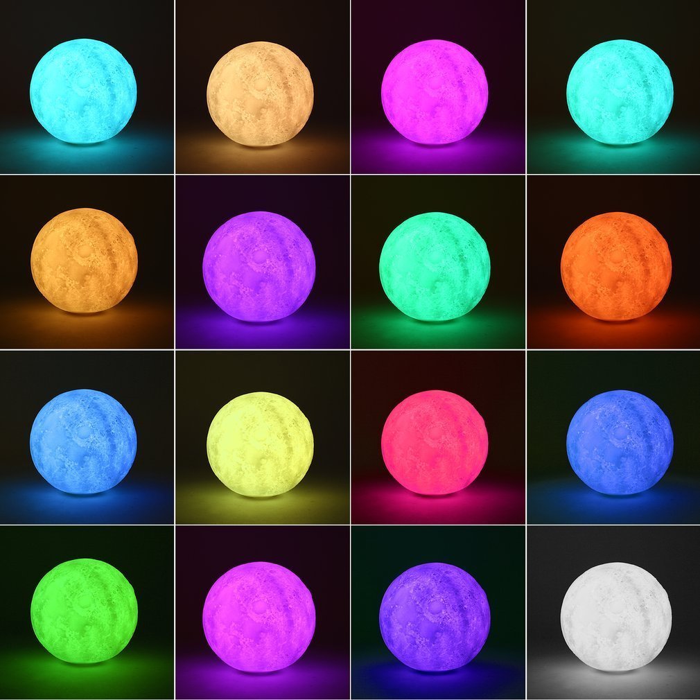 Lampada Lunare 3D con Telecomando，Notturna Lampada da Comodino con Usb Ricaricabile, Lampada Colorata Ottima per Bambino e Regalo (Diametro 12cm)