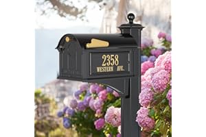 WHITEHALL Balmoral Side Plaques Mailbox Post Package -Black
